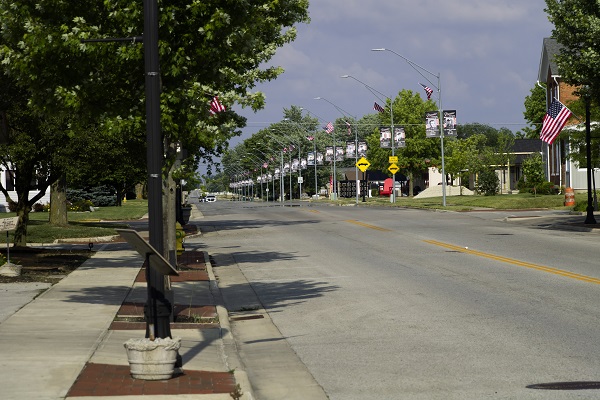 Looking down a street